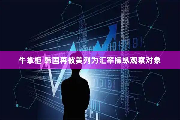 牛掌柜 韩国再被美列为汇率操纵观察对象