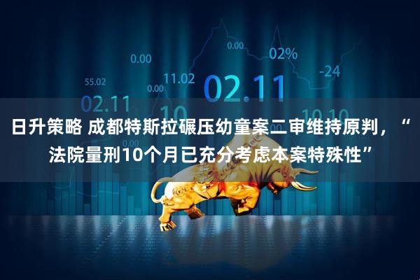 日升策略 成都特斯拉碾压幼童案二审维持原判，“法院量刑10个月已充分考虑本案特殊性”